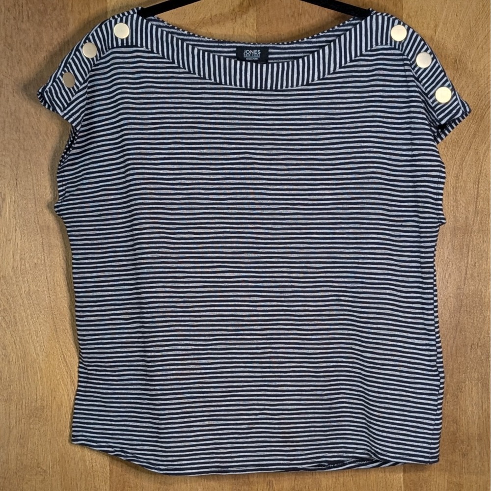Jones New York Signature Women's Size XL Sleeveless Striped Blouse Nautical